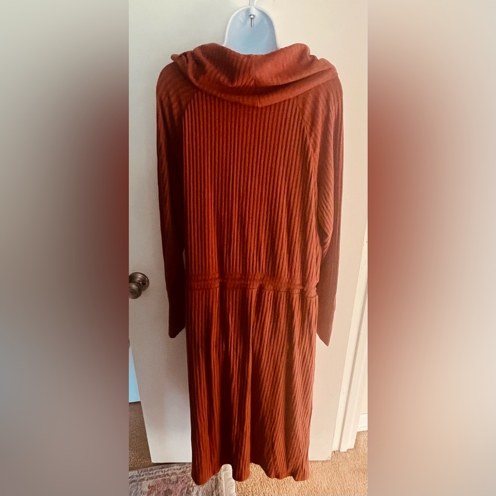 AnyBody Rust Long Sleeve cowl neck Ribbed Dress-Size XL - Picture 7 of 16